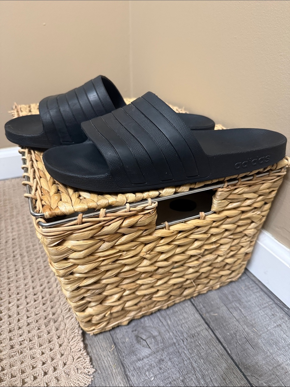 Adidas Men’s Black Adilette Slide Sandals